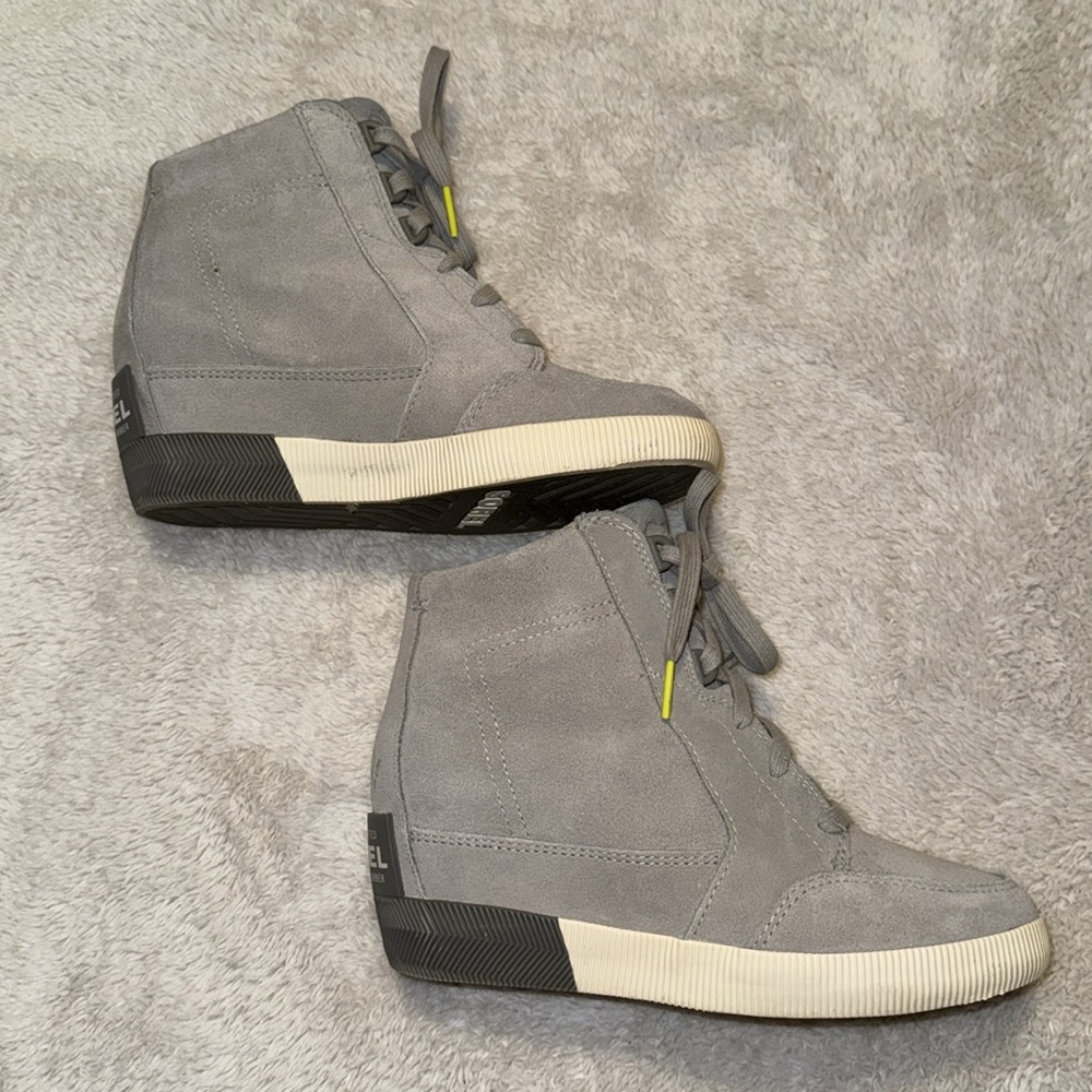 🩶EUC Sorel Out N About Waterproof Leather Wedge Sneakers - Picture 2 of 12